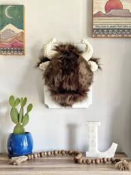 Faux Taxidermy Buffalo - Bison Plush Wall Mount - Woodland Nusery Mountain Nursery - thumbnail 1