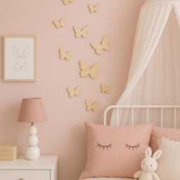 Wooden Butterflies - Boho Nursery Butterfly Decor Whimsical Bedroom Fairy Theme Wall Decal Stickers - thumbnail 2
