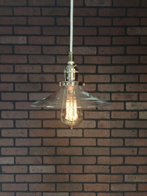 "Industrial Pendant -Chrome 8"" Flat Clear Glass Shade With Patented ""Huila Connectors" - image 1
