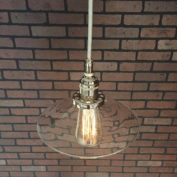"Industrial Pendant -Chrome 8"" Flat Clear Glass Shade With Patented ""Huila Connectors" - thumbnail 3