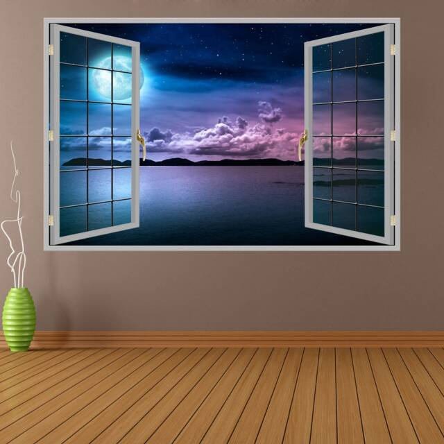 Moon Clouds Sea Wall Decal Sticker Mural Poster Print Art Home Office Decor Kp34 - image 1