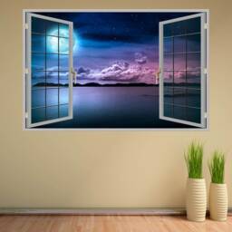 Moon Clouds Sea Wall Decal Sticker Mural Poster Print Art Home Office Decor Kp34 - thumbnail 2