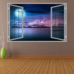 Moon Clouds Sea Wall Decal Sticker Mural Poster Print Art Home Office Decor Kp34 - thumbnail 1