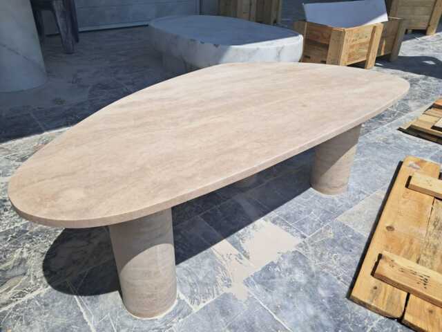 Travertine Coffee Table With Cylinder Legs, Natural Stone Table, Sculptural Side Modern Minimalist Accent, Custom Furniture - image 1