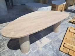 Travertine Coffee Table With Cylinder Legs, Natural Stone Table, Sculptural Side Modern Minimalist Accent, Custom Furniture