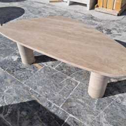 Travertine Coffee Table With Cylinder Legs, Natural Stone Table, Sculptural Side Modern Minimalist Accent, Custom Furniture - thumbnail 3