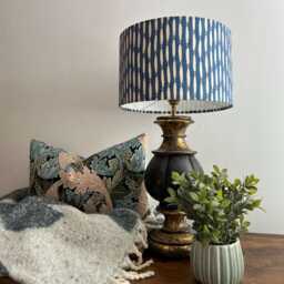 Designer Linwood Linen Drum Lampshade - Smocked Riviera Pendant Shade Multiple Sizes Available - thumbnail 2
