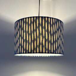 Designer Linwood Linen Drum Lampshade - Smocked Riviera Pendant Shade Multiple Sizes Available - thumbnail 3