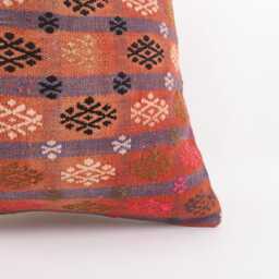 Vintage Turkish Kilim Pillow Cover, 16x16 Hand Woven Wool Throw - thumbnail 2