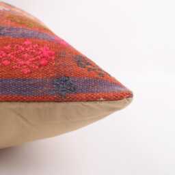 Vintage Turkish Kilim Pillow Cover, 16x16 Hand Woven Wool Throw - thumbnail 4