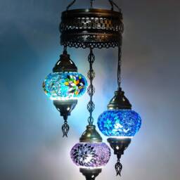 3 Globe Turkish Mosaic Chandelier Bohemian Hanging Lamp - thumbnail 3