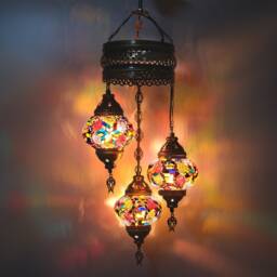 3 Globe Turkish Mosaic Chandelier Bohemian Hanging Lamp - thumbnail 2