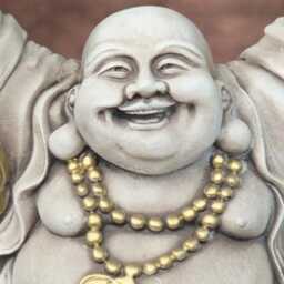 Laughing Buddha Sculpture Stone Smiling Statue Concrete Zen Garden Decor Feng Shui Ornament Asian Style Figurine Front Door Art Gift - thumbnail 4