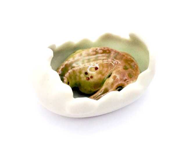 Miniature Ceramic Crocodile Baby Reptile Egg Animal Little White Green Figurine Tiny Statue Small Decoration Hand Painted Collectible Figure - image 1