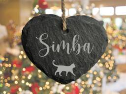 Personalised Christmas Decoration, Cat Hanging Tree Gift For Cats, Slate 1 - thumbnail 1
