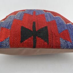 "Kilim Pillow, Wool Kilim Cousin From Anatolia, 40x40 cm, 16""x16" - thumbnail 3