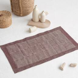 Burgundy Linen Bath Mat, Waffle Weave Vegan Bathroom Rug, Fast Easy Dry Modern Accessory, Absorbing Bathmat - thumbnail 3