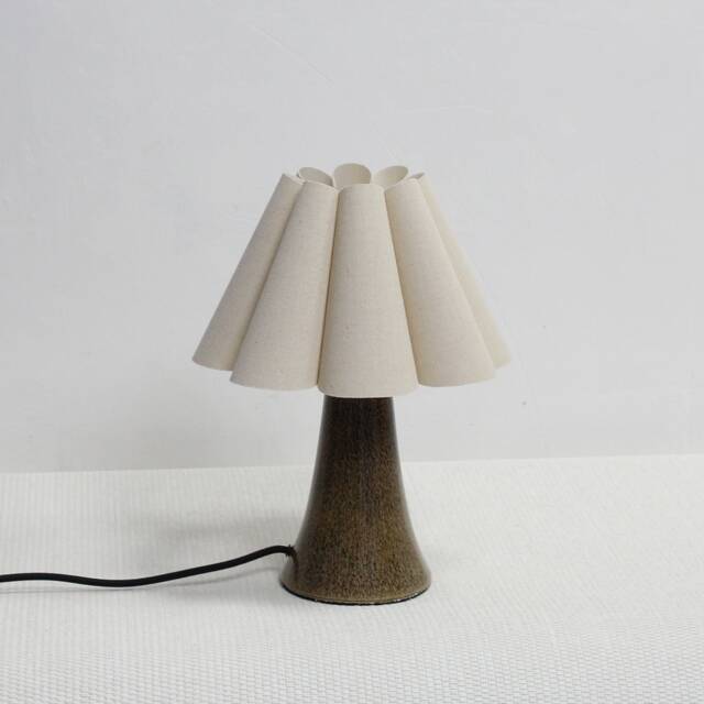 Handmade Burlap Pleated Lamp With Brown Leopard Ceramic Base-5# - image 1