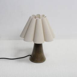 Handmade Burlap Pleated Lamp With Brown Leopard Ceramic Base-5# - thumbnail 3