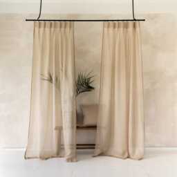Sheer Linen Curtain Panels, Double Pleat Curtains, Pleated Lightweight Drapes, Window - thumbnail 3