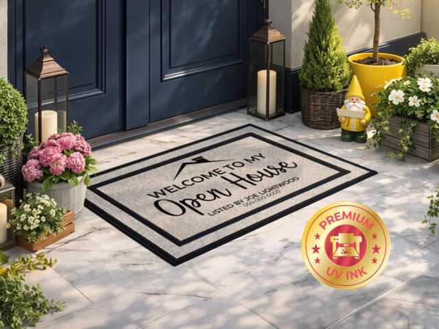Custom Realtor Doormat Gift - Open House Branding Personalised Name Website Mat - image 1
