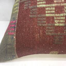 Vintage Turkish Kilim Pillow Cover, Handwoven Accent Cushion - 24x24 - thumbnail 3
