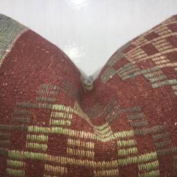 Vintage Turkish Kilim Pillow Cover, Handwoven Accent Cushion - 24x24 - thumbnail 2
