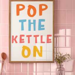 Pop The Kettle On Kitchen Print - Colorful Prints, Quirky Bold Print, Abstract Wall Art, Rainbow Art - thumbnail 2