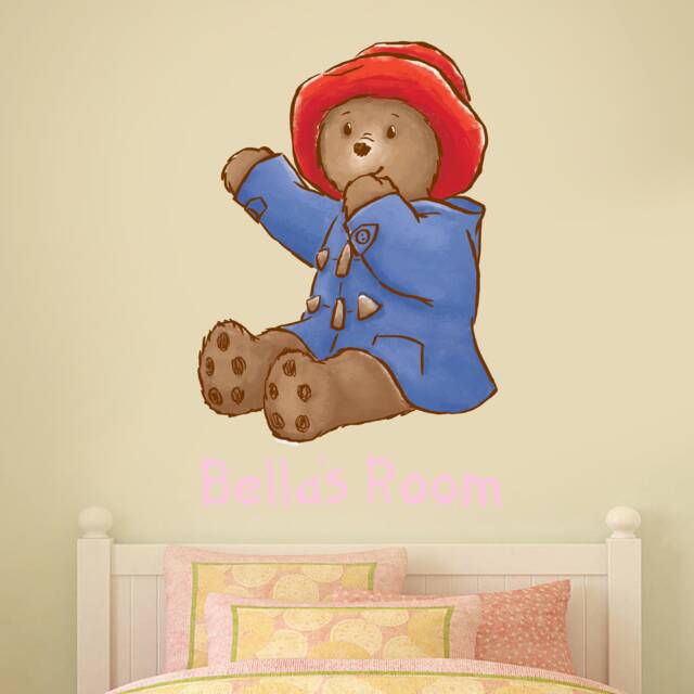 Baby Paddington Bear Personalised Name Wall Sticker Pink - 004