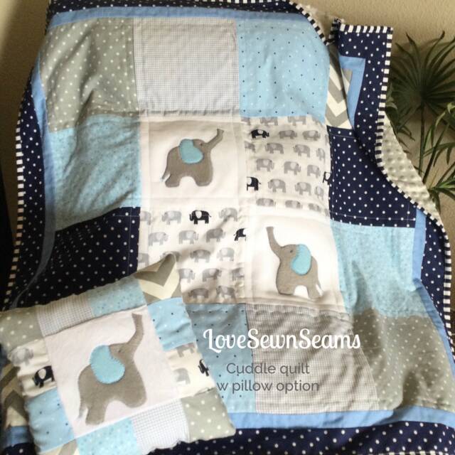 Elephant Quilt/Elephant Baby Quilt/Elephant/Elephant Blanket/Handmade Quilt - image 1