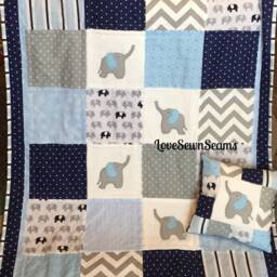 Elephant Quilt/Elephant Baby Quilt/Elephant/Elephant Blanket/Handmade Quilt - thumbnail 3
