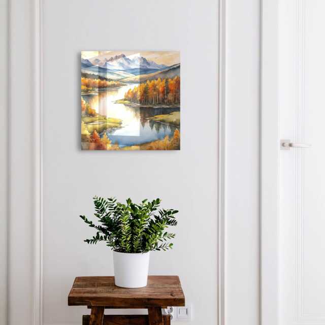 Autumn Mountains Wall Mounted Key Cabinet, Orange Industrial Box, Watercolor Landscapes, For Nature Lovers - image 1