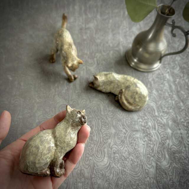 Small Bronze Cat Sculpture Cinnamon Points Kitty, Original Art - image 1
