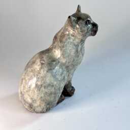 Small Bronze Cat Sculpture Cinnamon Points Kitty, Original Art - thumbnail 3