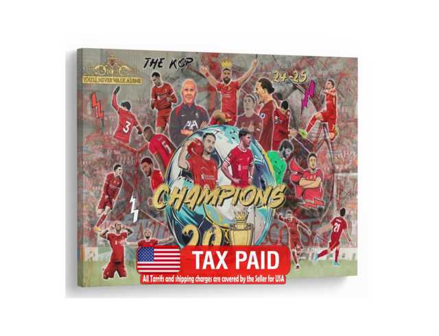 Liverpool Champions 24/25 Canvas Print, Ynwa Football Legends Wall Art - image 1