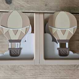 Personalized Pastel Hot Air Balloon Nursery Decor 3D Printed Bookends For Kids Room - thumbnail 2