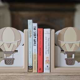 Personalized Pastel Hot Air Balloon Nursery Decor 3D Printed Bookends For Kids Room - thumbnail 3