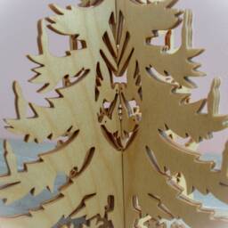 Freestanding 3D Wooden Christmas Tree - Intricate Scroll Saw Design With Doves, Candles & Presents - thumbnail 3