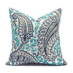 Outdoor Pillow Cover With Zippers, Tropical Blue & Green, Choose Your Favorites - thumbnail 3