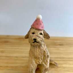Hand-Painted Ceramic Golden Doodle Figurine Miniature Dog Sculpture - thumbnail 2
