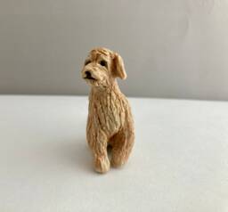 Hand-Painted Ceramic Golden Doodle Figurine Miniature Dog Sculpture