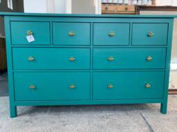 Teal Blue Wide Chest Of Drawers Bee Handles