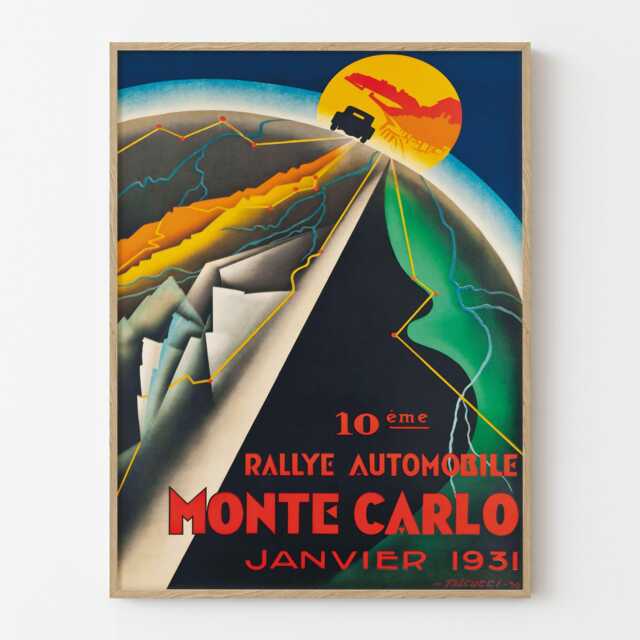 Vintage Monte Carlo Rally Poster 1931 Automobile Race Retro Wall Art Print - image 1