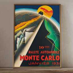 Vintage Monte Carlo Rally Poster 1931 Automobile Race Retro Wall Art Print - thumbnail 2