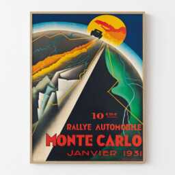 Vintage Monte Carlo Rally Poster 1931 Automobile Race Retro Wall Art Print - thumbnail 1