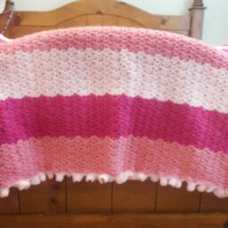Pink Crochet Baby Blanket. Baby Girl Crochet Throw. Custom Crochet. Handmade Afghan. Gift - thumbnail 2