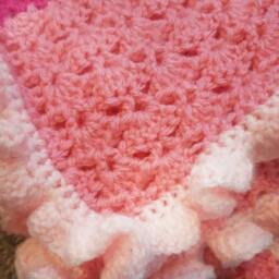 Pink Crochet Baby Blanket. Baby Girl Crochet Throw. Custom Crochet. Handmade Afghan. Gift - thumbnail 4