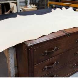 Handmade English Bridle Leather Steamer Trunk, Vintage Style Storage Chest, Bespoke Coffee Table - thumbnail 4
