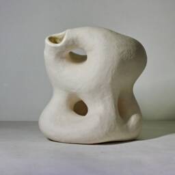 Sculptural Vase Modern White Chamotte Clay Ikebana Vase - thumbnail 3