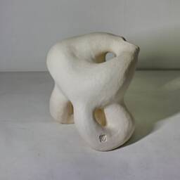 Sculptural Vase Modern White Chamotte Clay Ikebana Vase - thumbnail 2